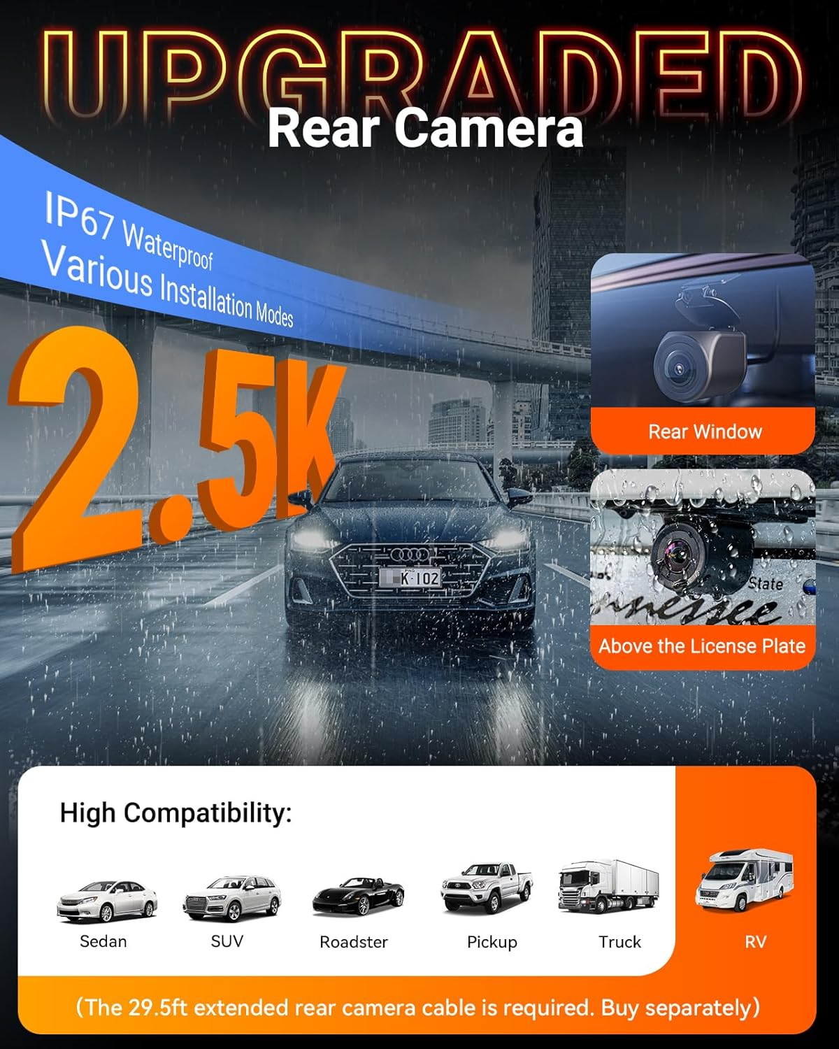 Vantrue N4S 3 Channel Wifi Dash Cam Front inside and Waterproof Rear, 3 Way STARVIS 2 IMX675 Car Camera W/Platepix&trade;, 2.7K+1440P+1440, LTE Option, HDR, GPS, IR Night Vision, 24H Parking Mode, 1TB Max image number 4
