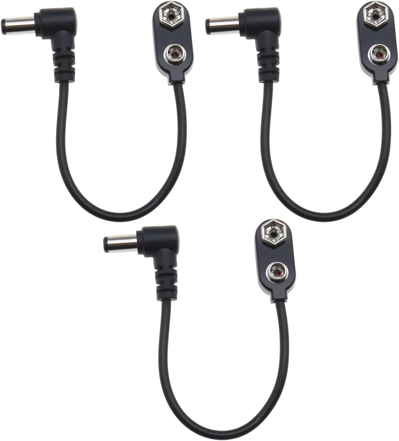 Ecsing 3Pcs 9V Battery Clip Converter Cable 5.5Mm 2.1Mm Male Plug 9 Volt Power Supply Cable Snap Connector for Guitar Effect Pedal
