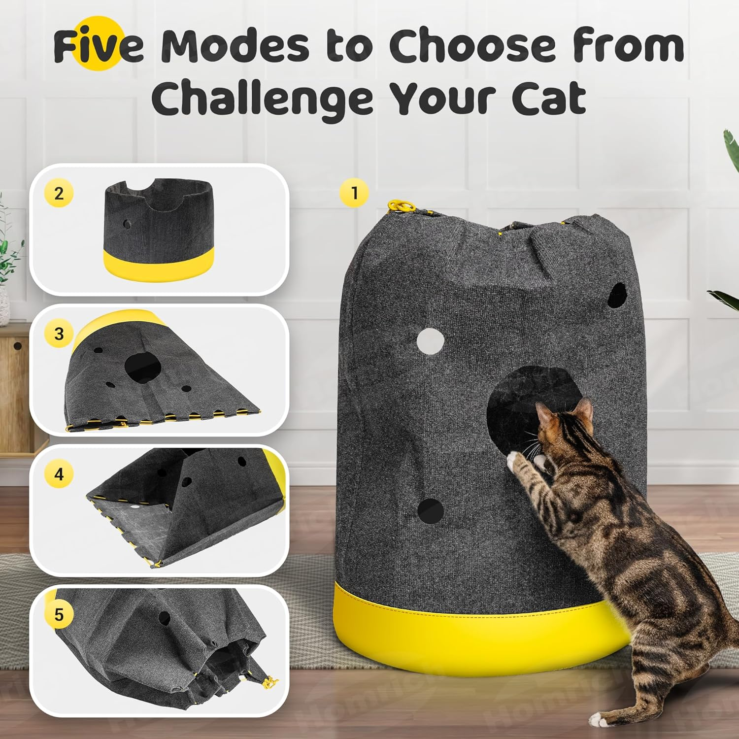 Cat Rug, Interactive Cat Toy Play Mat, Cat Activity Play Mat, Paw Hunting Cat, Cat Toy, Self-Employment with Individual Shapes to Keep Your Cat Busy image number 4