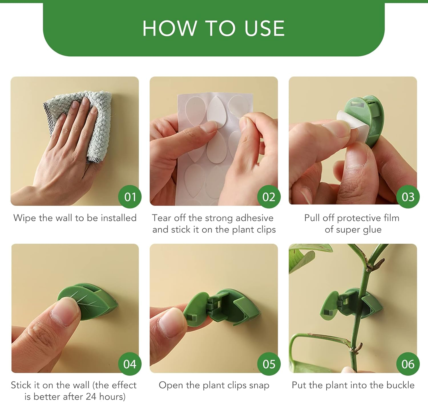 Plant Climbing Wall Fixture Clips 40 Pcs, Garden Vegetable Plant Support Binding Clip Invisible Wall Vines, Self-Adhesive Clips Plant Vine Traction for Indoor Outdoor Decoration