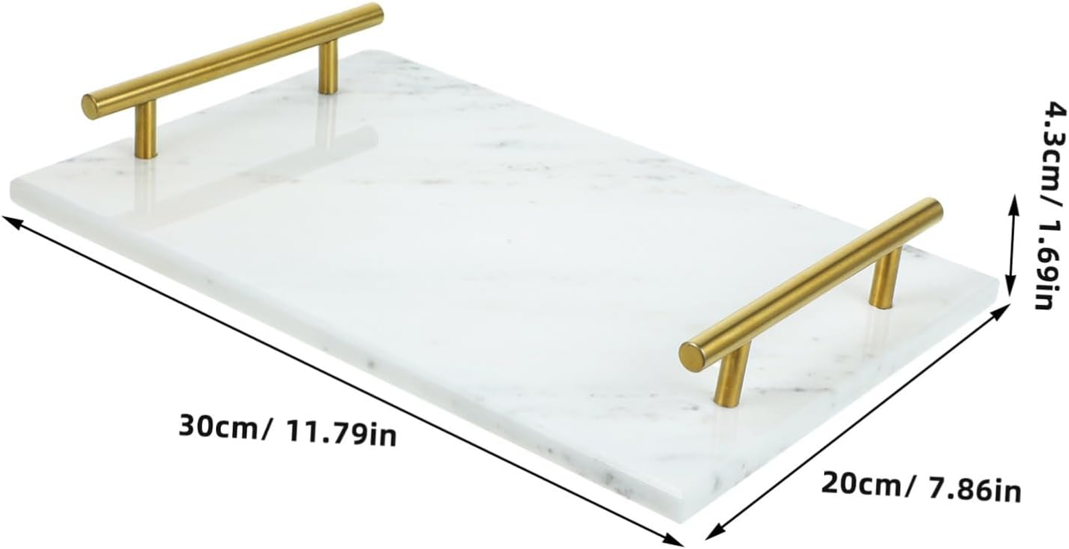Didiseaon Marble Serving Tray Handles Marble Food Tray 30X20Cm Multipurpose Storage Plate for Kitchen and Dining image number 4