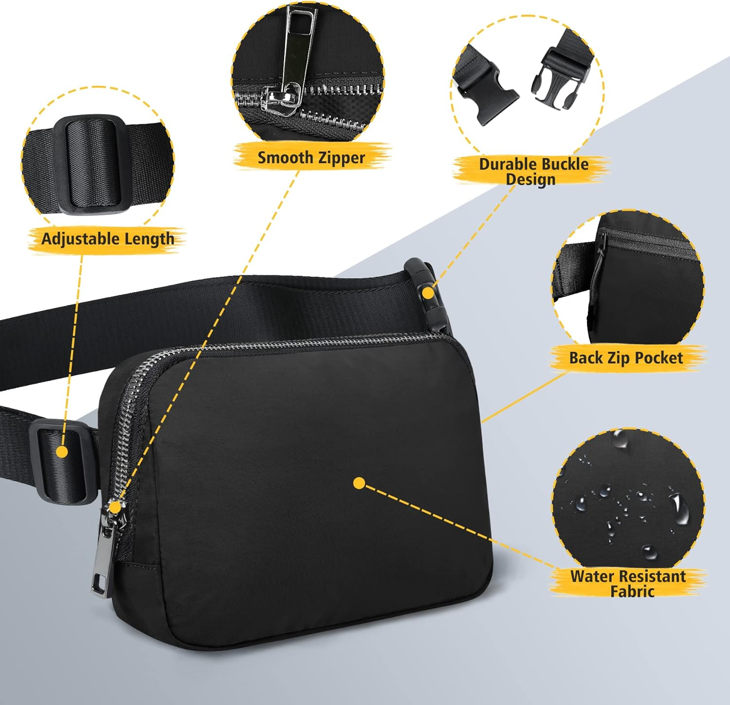 ZOMAKE Fanny Pack for Men and Women, Slim Belt Bag Water Resistant Waist Bag Pack for Travel Hiking Running Cycling Outdoor Sports