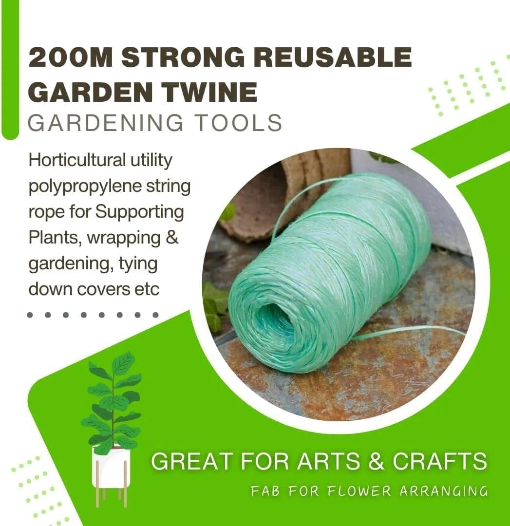 200M Strong Reusable Garden Twine for Supporting Plants, Twine String, Polypropylene, Sisal Rope, Soft Plant Tie for Outdoor & Indoor Use, Compatible with Plant Stakes(1 Pack) &ndash; Fengea