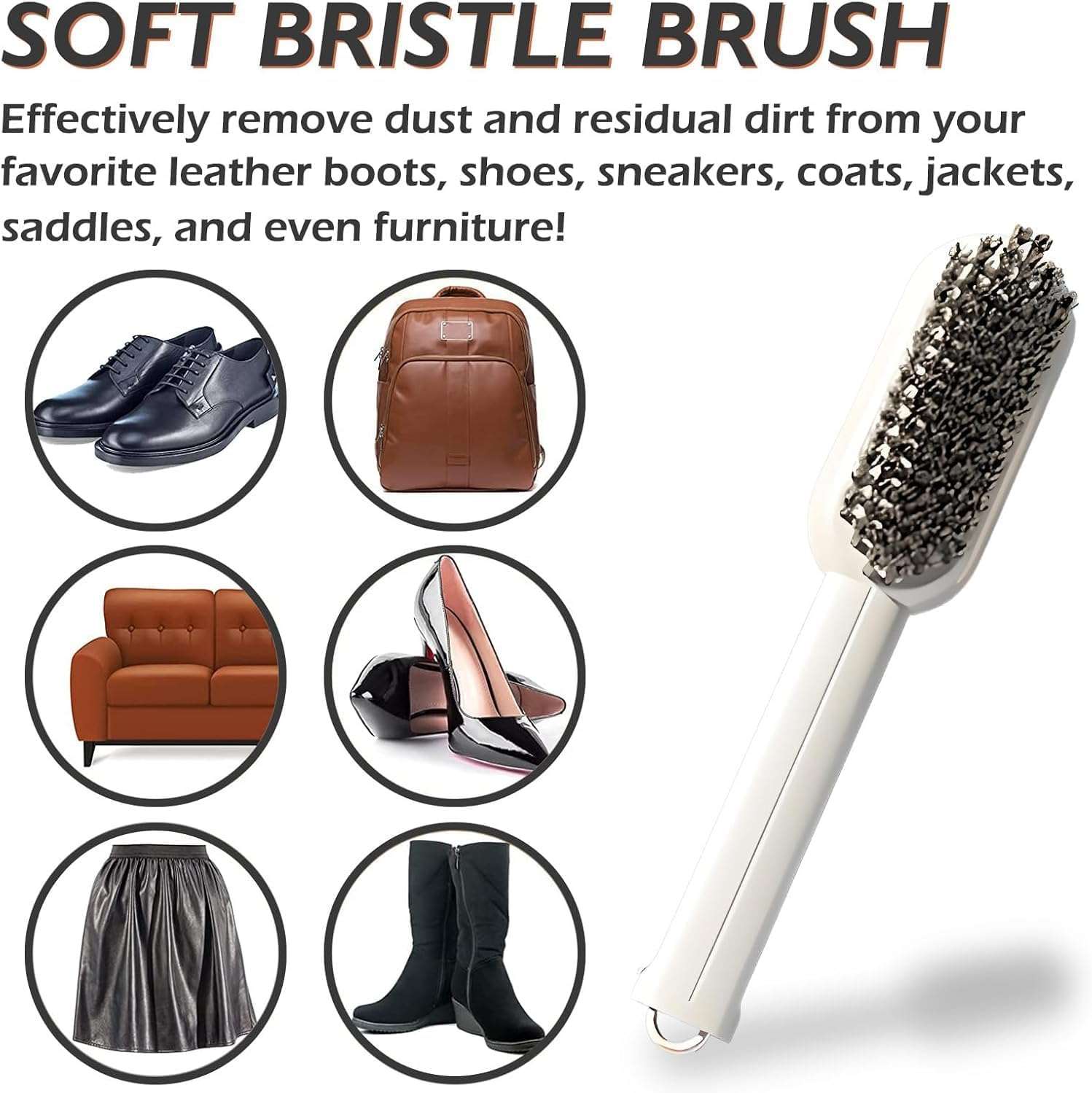 2 in 1 Scrub Suede Shoe Brush, 2-Sided Rubber Polish Eraser with Soft Bristle Brush for Suede Cleaner and Nubuck Brush, Portable Leather Shine Cleaning Brush for Boots Handbag Coat Pans Sofa Furniture image number 5