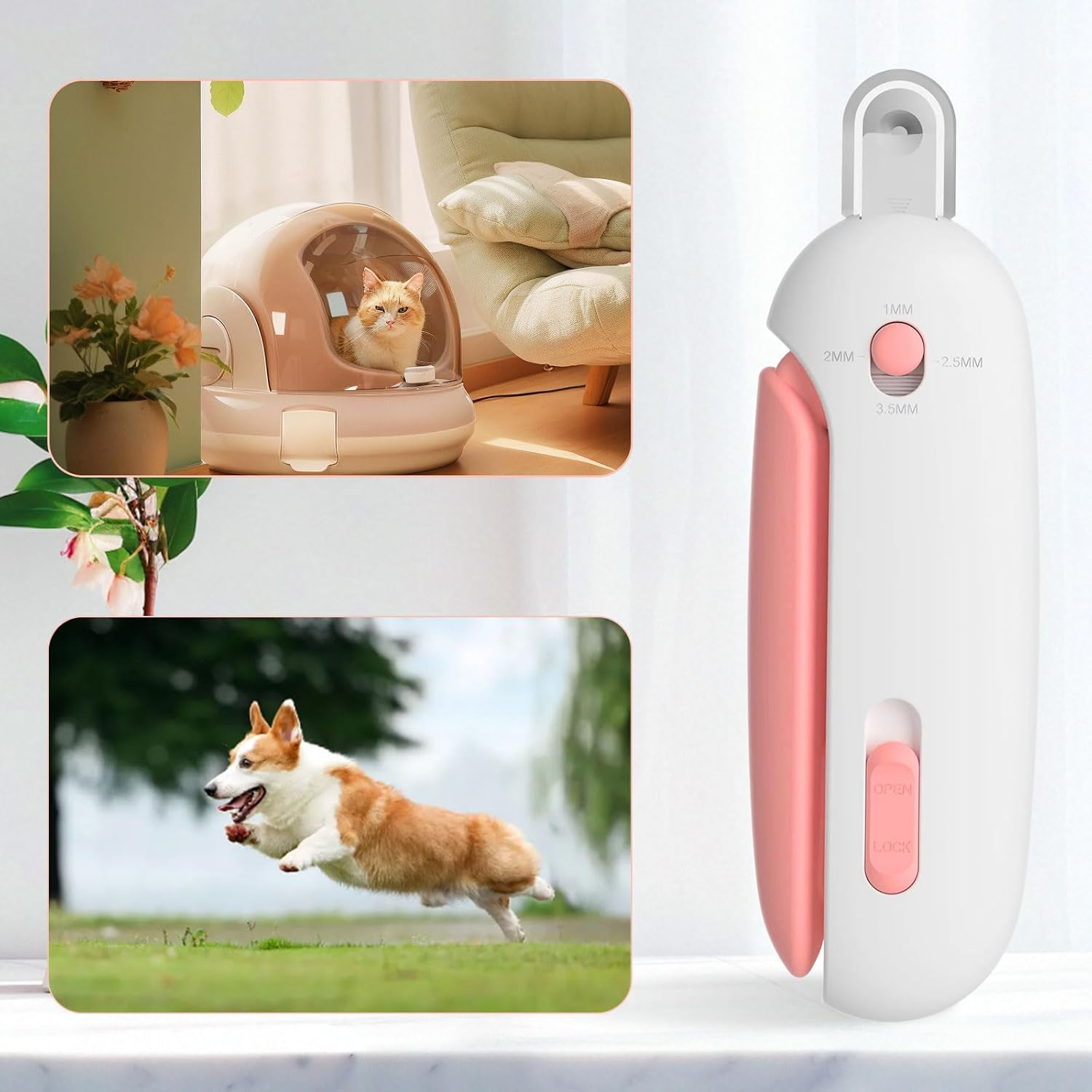 LUPAPA Cat Nail Clippers with Nail File, Adjustable Aperture Cat Nail Trimmer for Pets Claw Care Pet Grooming image number 1