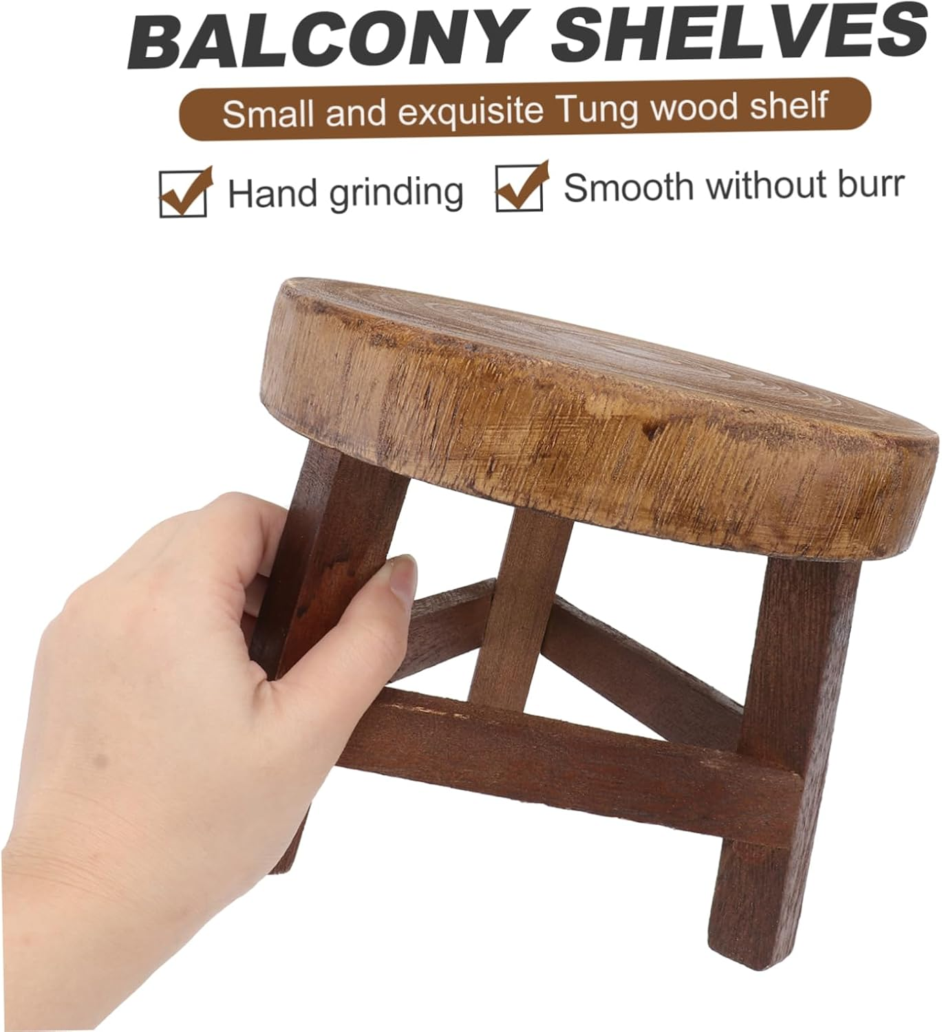 1Pc Wooden Shelf Outdoor Planters Plants Outdoor Wooden Display Stand Plant Pot Holder Small Plant Stand Wood Plant Holder Paulownia Pot Shelf Pot Stool Orchid image number 3