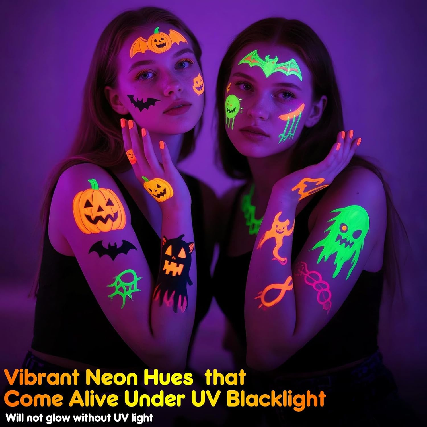 Theast 8 UV Neon Face Paint Pens, Glow in the Dark under UV Light Body Painting Kit, Tatto Markers for Skin Washable, Face Makeup for Party Favors image number 2