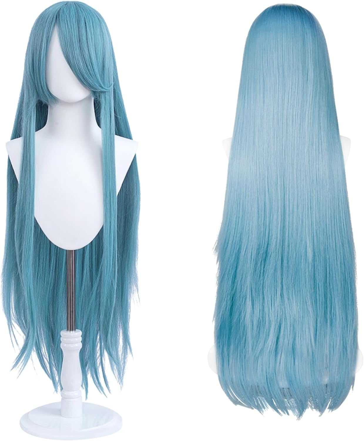 100 Cm Long Wig, Universal Anime Costume Cosplay Wig, Perfect for Party, Daily Use, Festivals and Halloween, Ideal for TV, Film, Anime Character Cosplay (Teal) image number 1