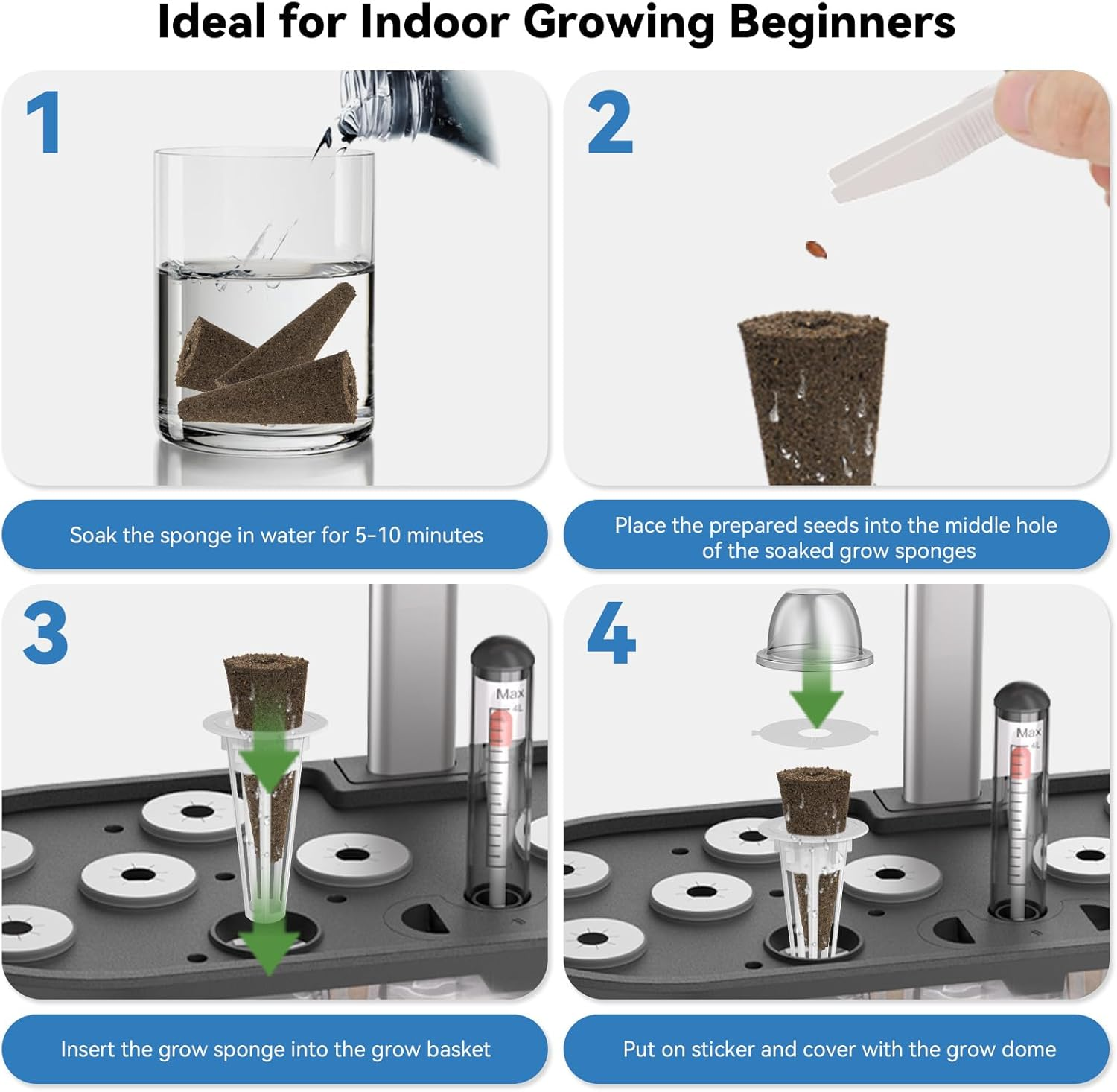 67Pcs for Aerogarden, Idoo Hydroponic Growing Systems Aero Gardening Seed Pods Kit Includes 30 Grow Sponges, 12 Grow Baskets, 12 Grow Domes, 12 Stickers, and A&B Nutrient Plant Food image number 1