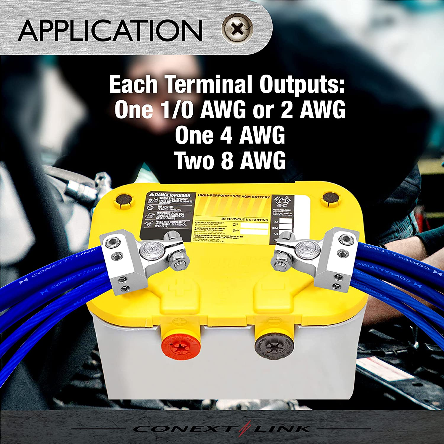 Conext Link BTZ1-2 Battery Terminal Postive Negative 8 4 2 1/0 Gauge 2 Pack