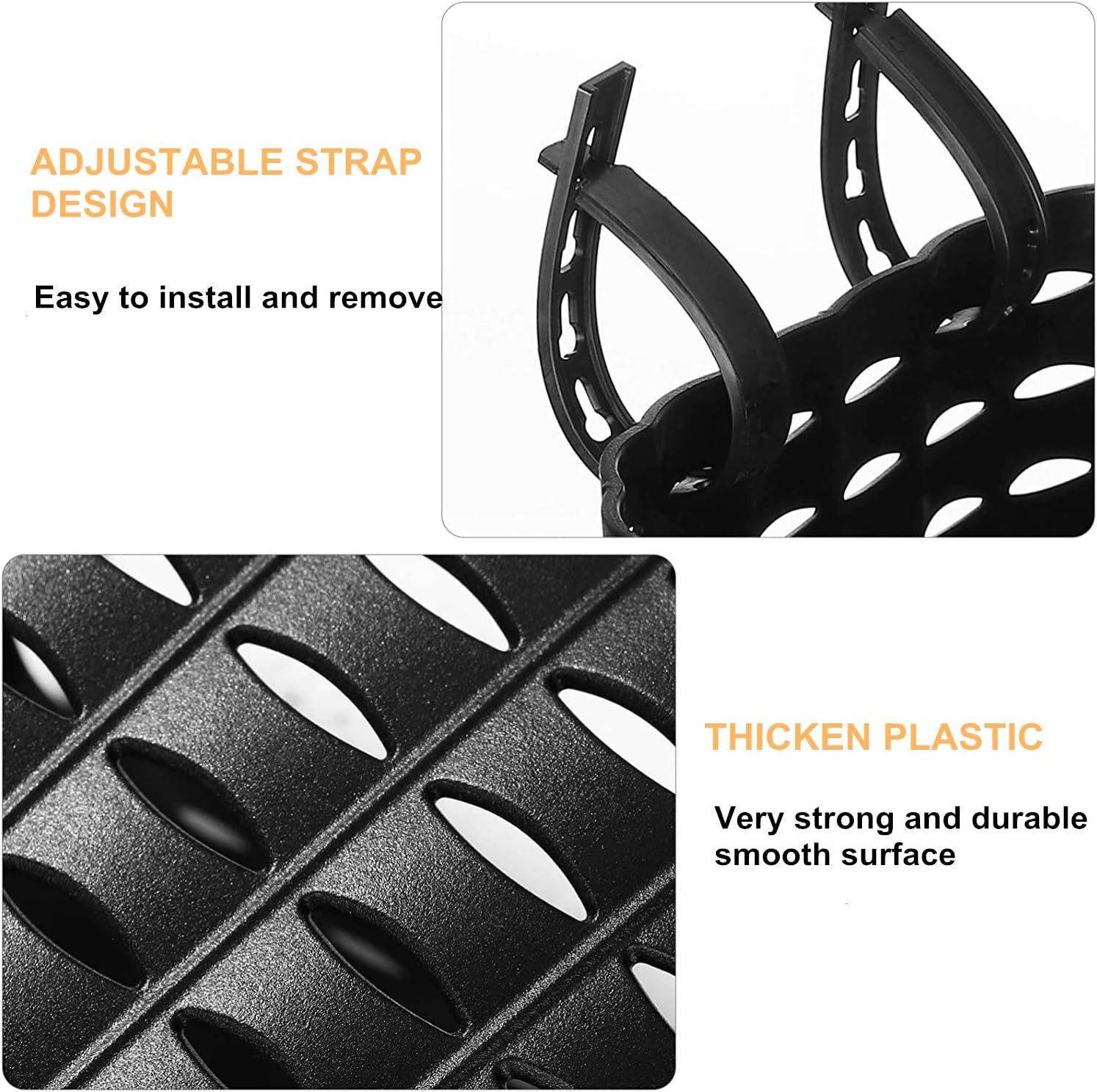 Freefish Kids Bike Basket with Adjustable Straps Design, Handlebar Bicycle Basket for Children Bike Accessories (Black) image number 2