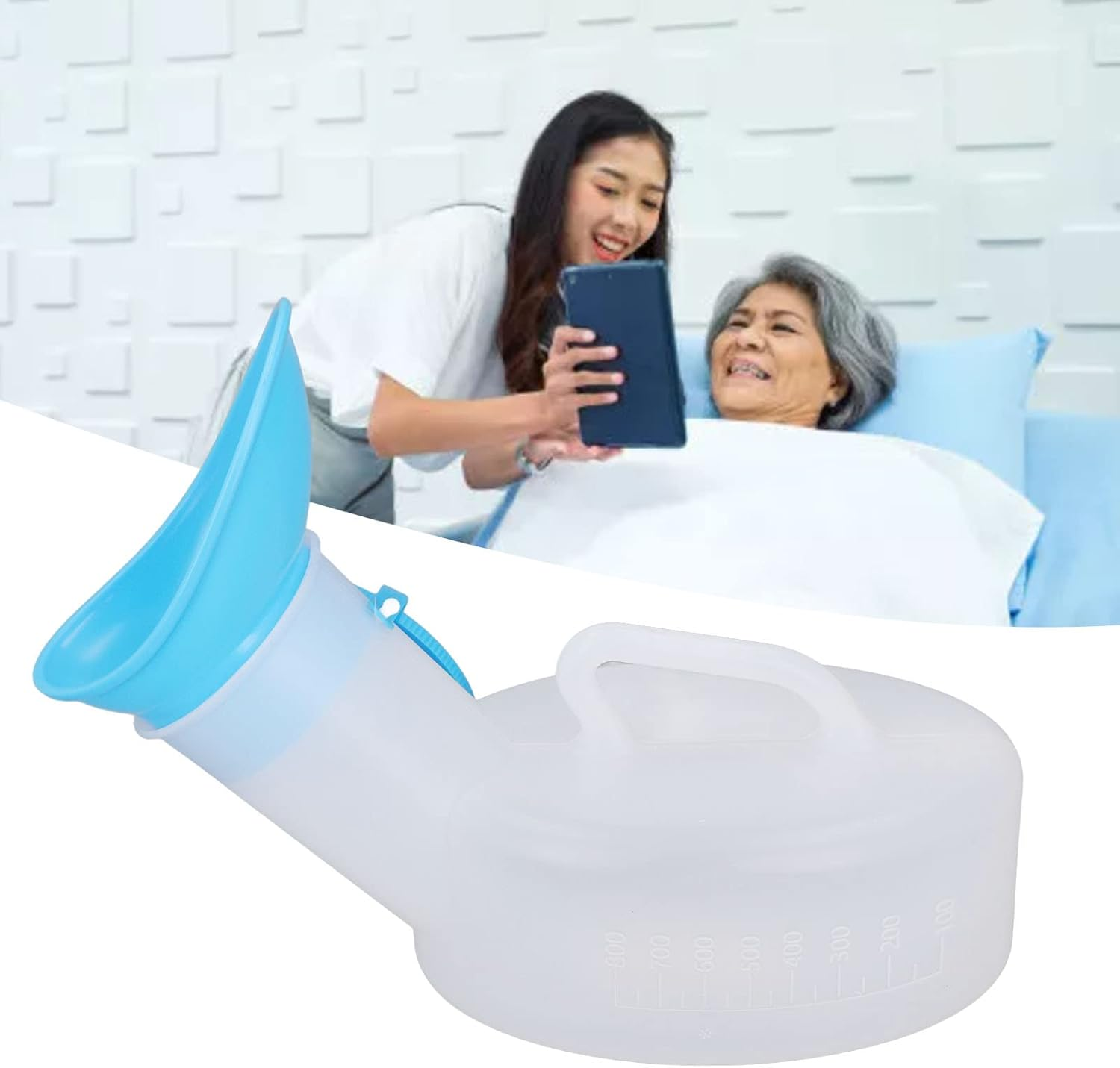 Portable Urinal Bottle for Male Female, Large Capacity Pee Bottle with Spill Proof Lid for Hospitals, Emergency and Travel Use, Easy to Clean, Suitable for Elderly & Bedridden (800Ml Female) - 800Ml Female image number 4