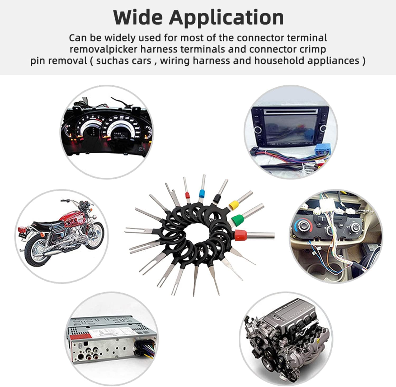 Taicols 38 Pcs Terminal Removal Tool Kit, Terminal Ejector Kit for Car, Wiring Crimp Connector Auto Terminals Removal Key Tool, Pin Extractor Puller Repair Remover Key Tools for Auto Wire Connector image number 2