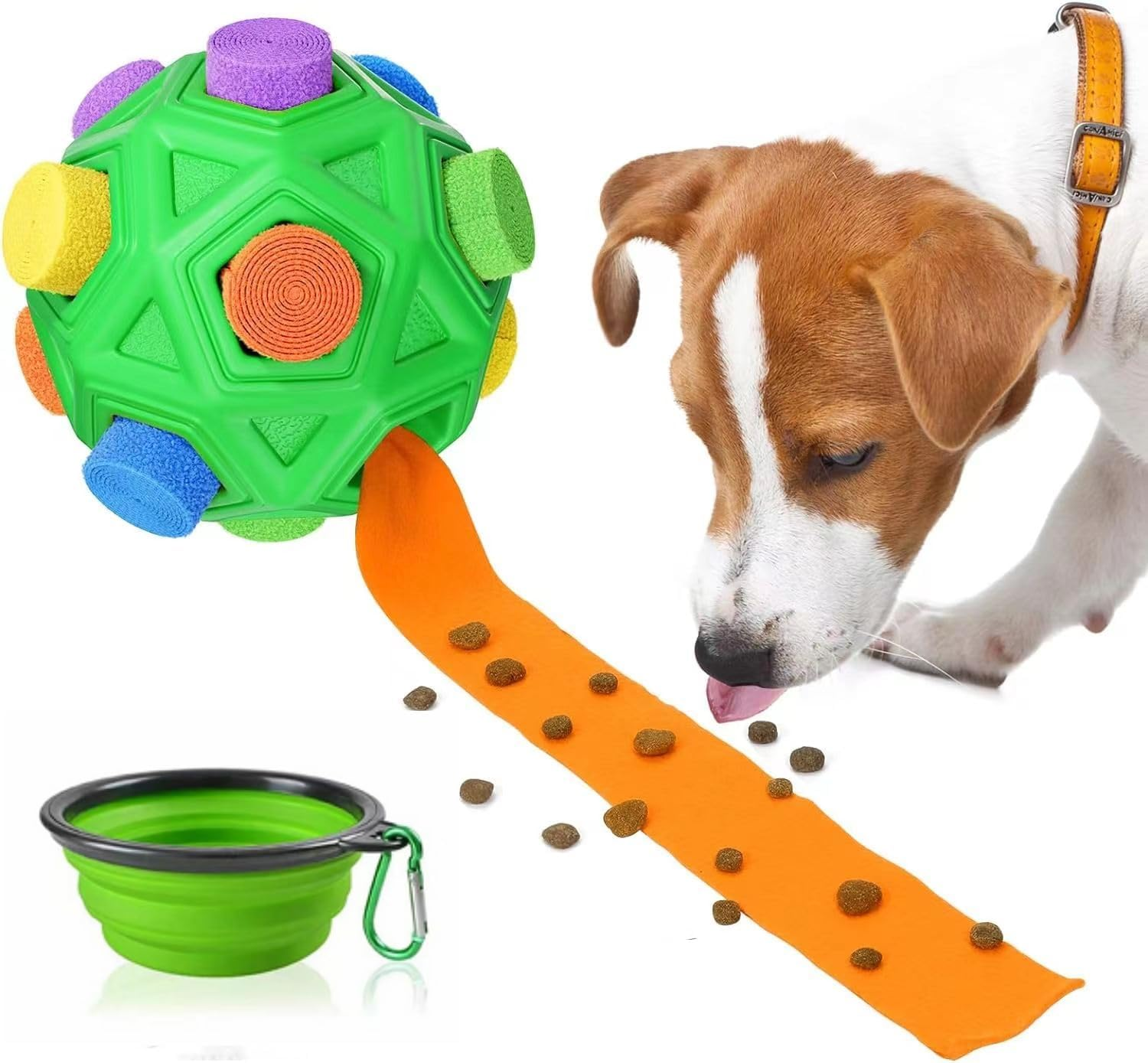 Interactive Dog Toys Snuffle Ball with Dog Bowl Encourage Natural Foraging Skills Slow Food Training to Relieve Boredom and Stimulating,Cloth Strip with Hidden Food Dog Puzzle Toys for Any Size Dogs image number 2