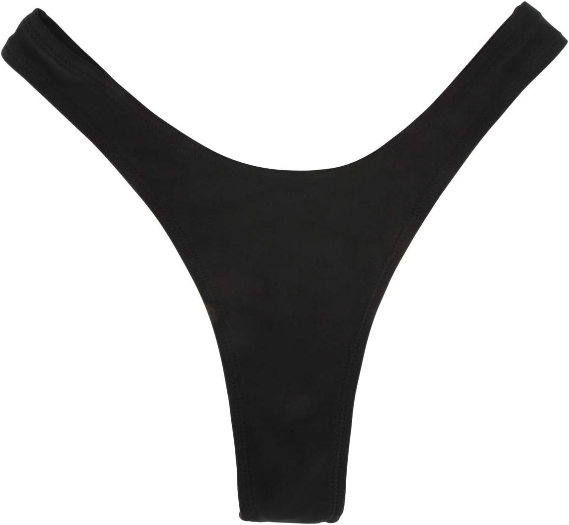 RELLECIGA Women'S Black Thong Bikini Bottom Size Medium image number 5