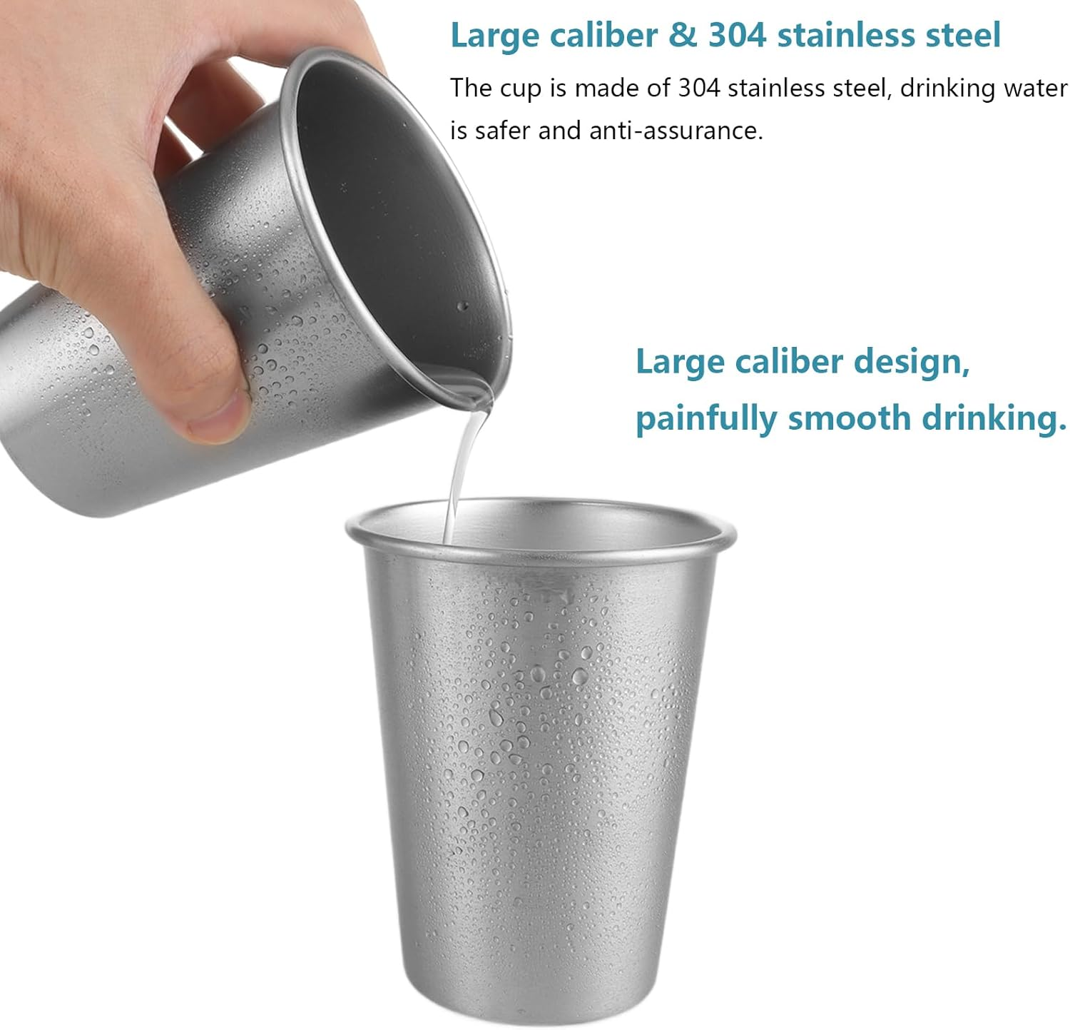 AKOLAFE Pack of 6 Stainless Steel Cups 350 Ml Stainless Steel Cups 12 Oz Drinking Cup Stackable Metal Cup Large Foldable Camping Mug Stainless Steel Bpa-Free Travel Mug for Picnics, Parties image number 3