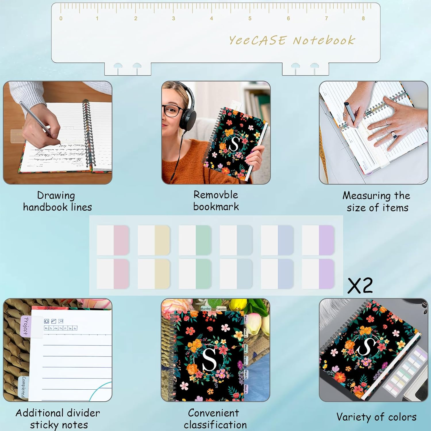 Hardcover Spiral Notebook Journal 5.7&rdquo; X 8&rdquo;, 120 Pages Journals for Women Men, A5 Print Ruled Notebooks, Cute Floral Letter Spiral Journal for Writing, Work, Business, School image number 5