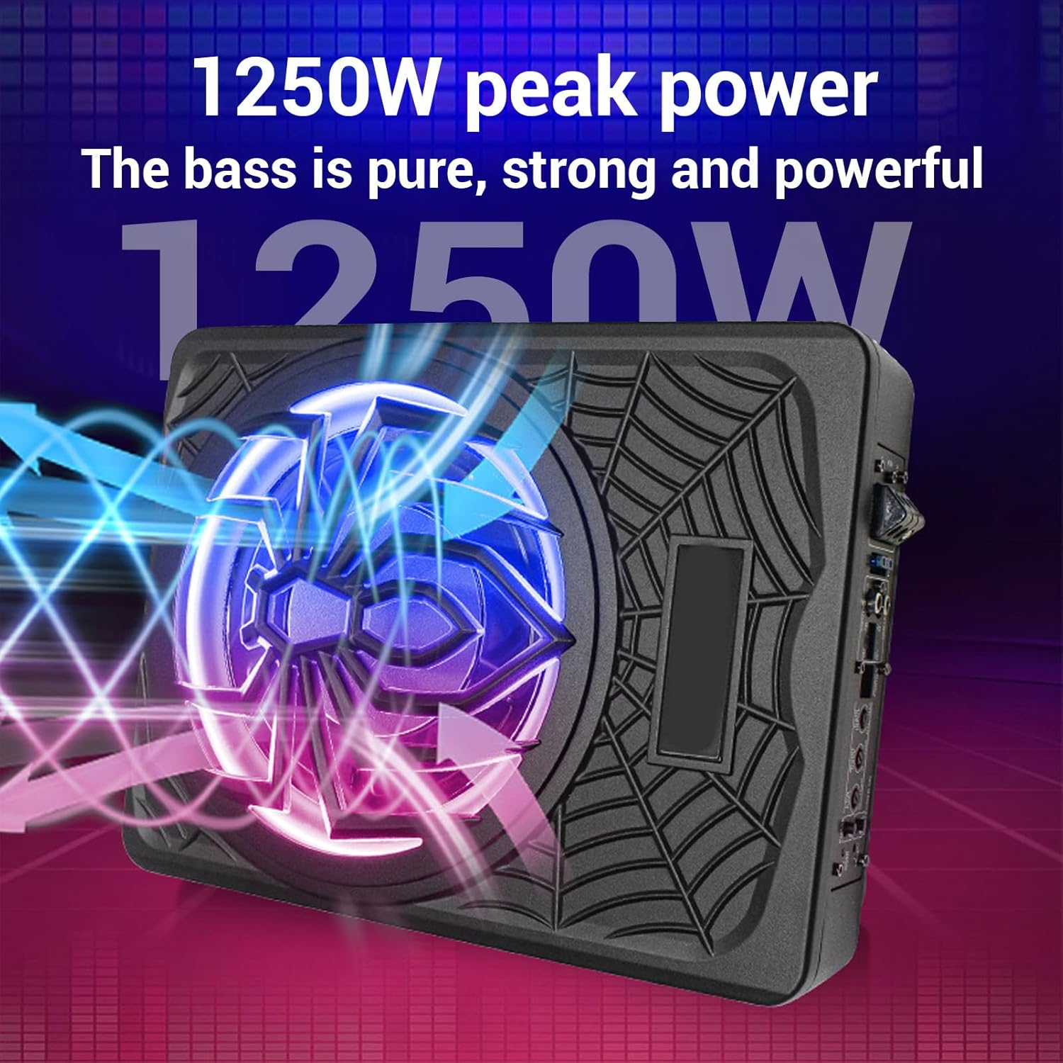 Jectse 1250W Peak Power Car Subwoofer with LED Light, Low Pass Filter, under Car Subwoofer, Vehicle, Fitment for Truck SUV image number 3