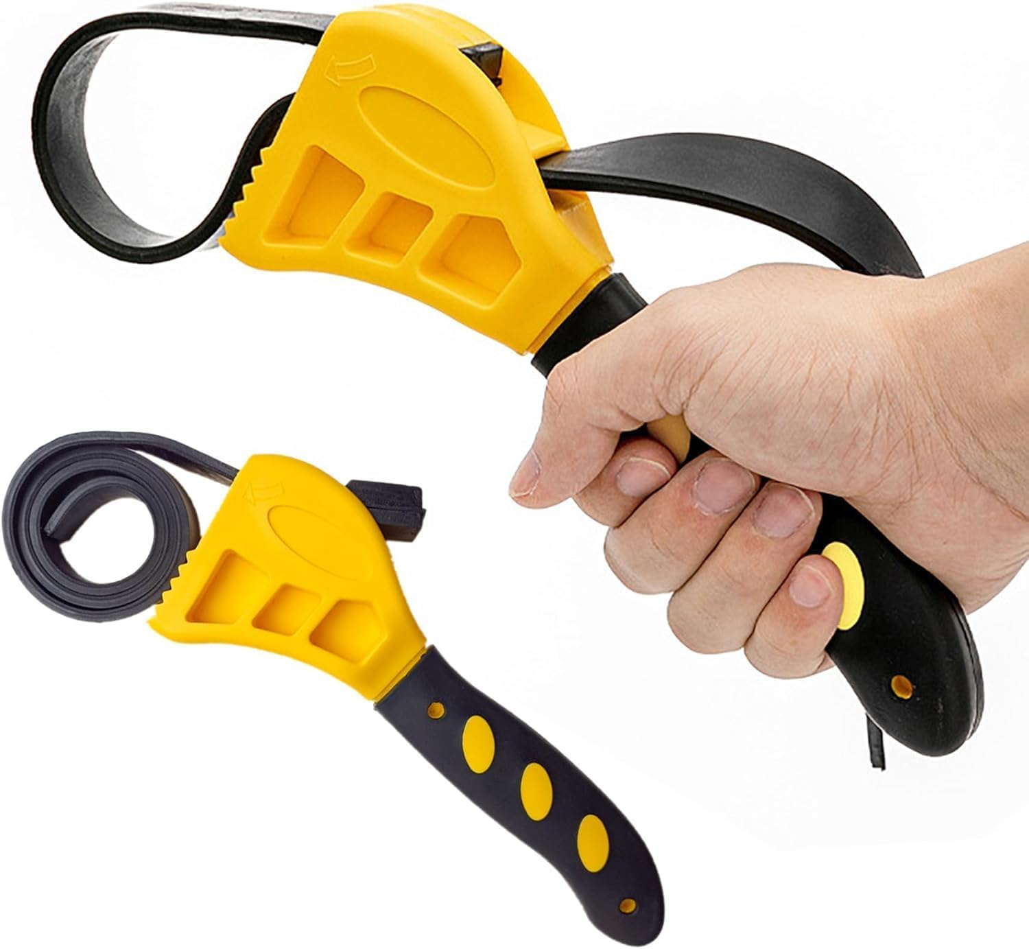 Strap Wrench Set Adjustable Rubber Belt Wrench for Oil Filter Wrench Set, Jar Opener, Fit Shower Head/Water Filter 4" (Small) & 6"(Large), Pack of 2 image number 5