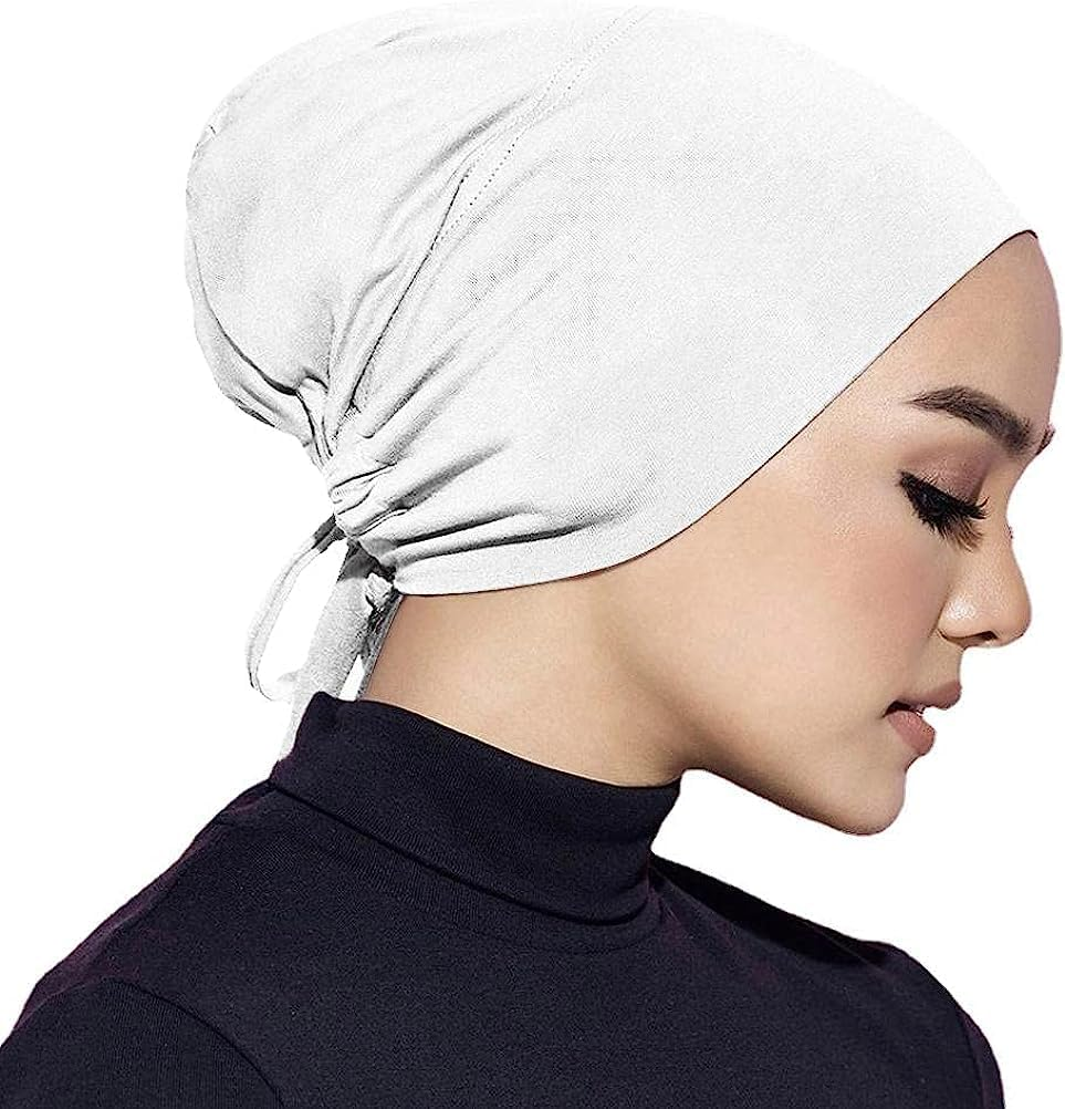 Women under Scarf Hat Hijab Cap, Adjustable Islamic Muslim under Scarf Hijab Cap with Tie-Back Closure image number 4