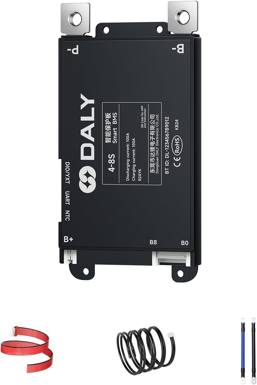 DALY BMS 100A 4S-8S 12V-24V - Smart Built-In Bluetooth Monitoring Lithium Battery Protection Lifepo4 Li-Ion LTO for E-Bikes Scooters image number 4