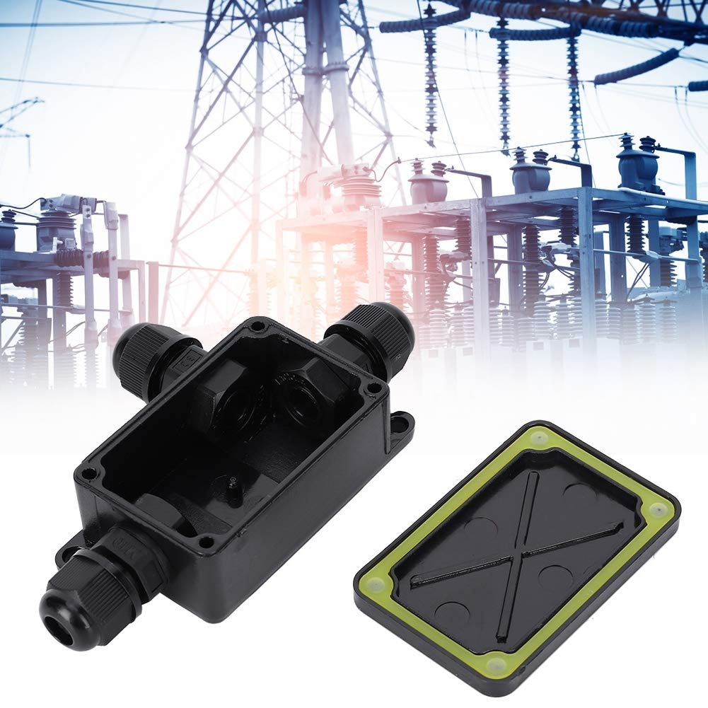 Waterproof Terminal Junction Box Black PC Mini 1 in 2 Out for Outdoors, Junction Box IP66, Adapter Cable 3-6.5Mm