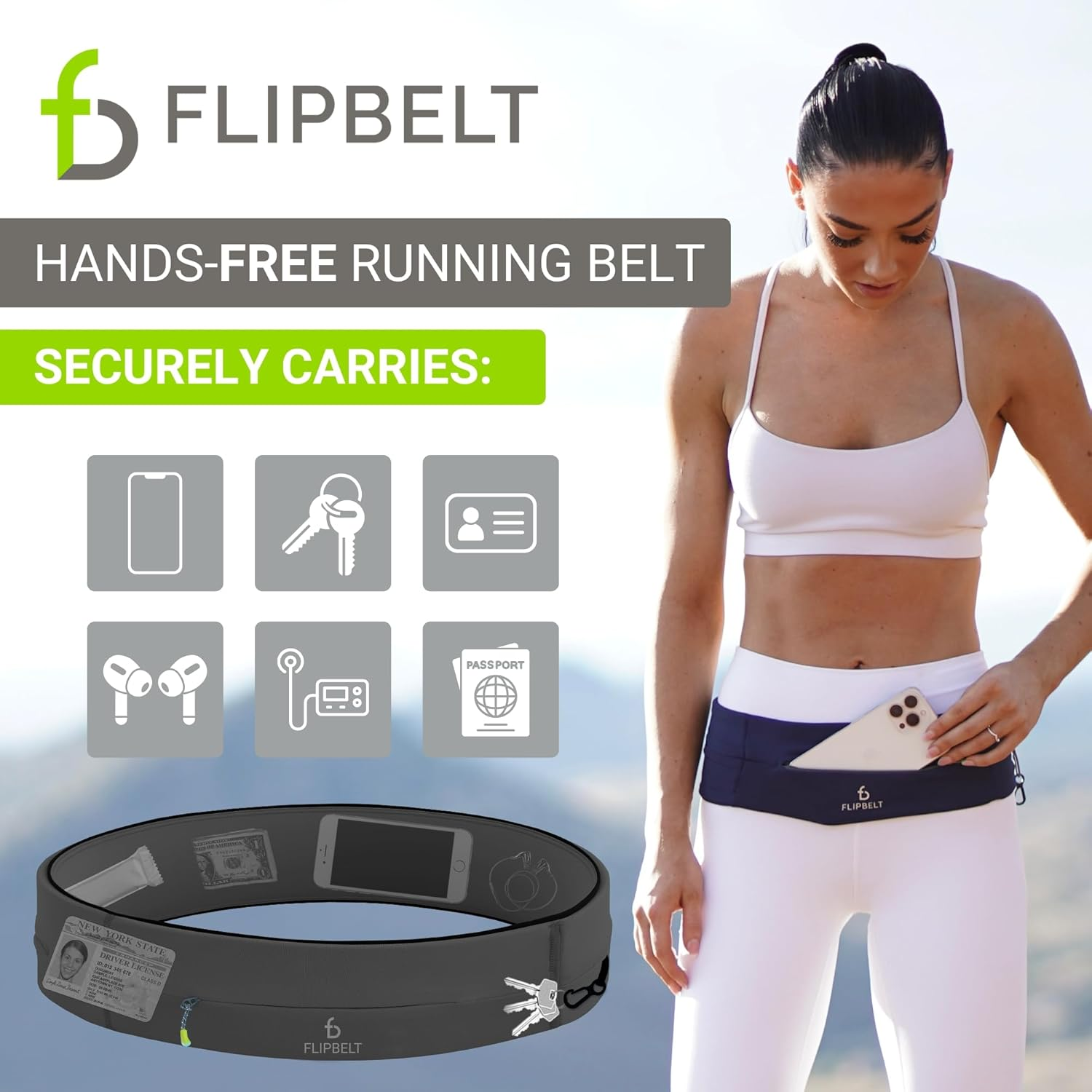 Flipbelt Zipper Running Belt for Phones, Running Fanny Pack, USA Company image number 4