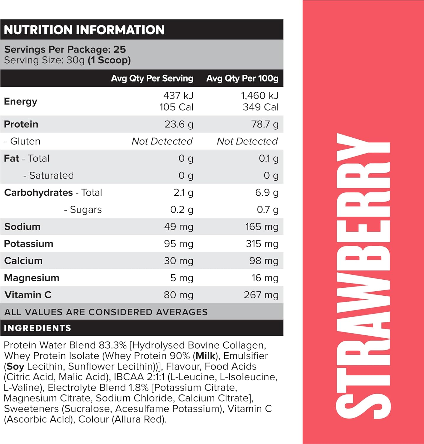 Muscle Nation Strawberry Protein Water 750G (25 Serves) image number 1