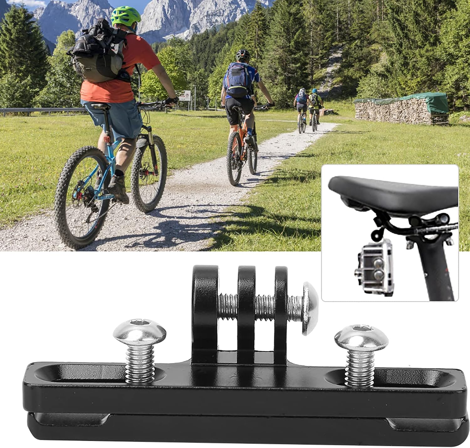 POENVFPO Bicycle Cushion Clip Mount, High Strength Aluminum Alloy Bicycle Seat Mount for Camera