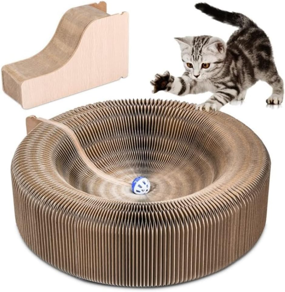 Asarly Magic Cat Scratching Board with Scratching Claws for Cats, Foldable Corrugated Cat Scratcher Kitten Toy - Can Be Folded into Many Shapes! image number 4