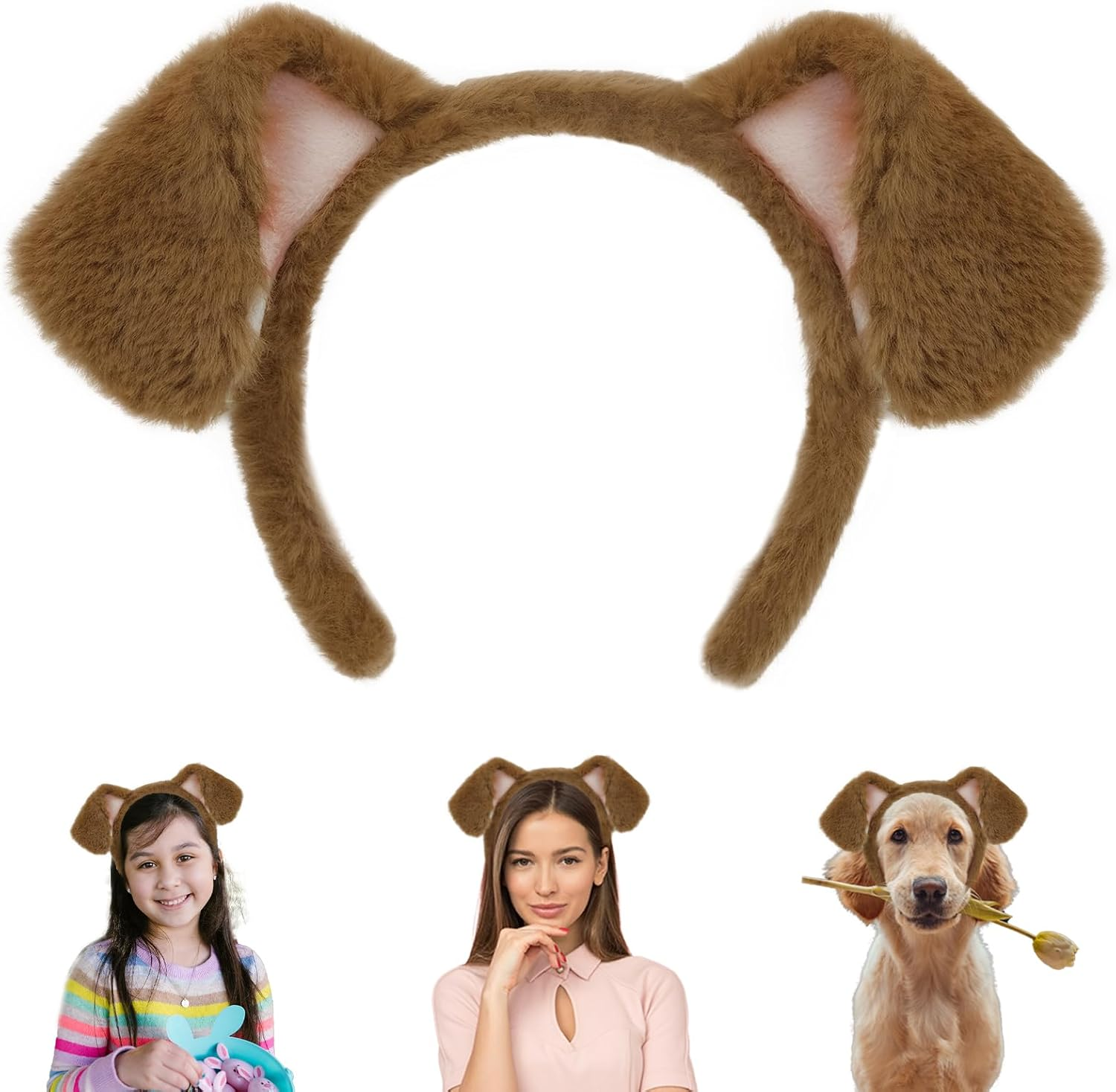 Beviliu Animals Ears Headband Realistic Fluffy Cat Ears Bunny Ears Halloween Headband for Washing Makeup Fashion Headband