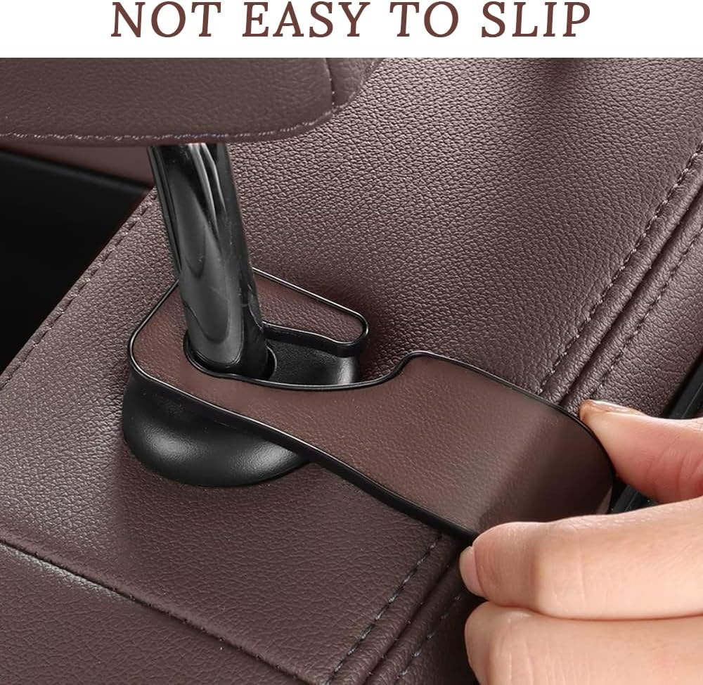 Car Seat Back Storage Box, Car Headrest Back Seat Storage Box with Hook, Interior Decorative Supplies, Multifunctional Travel Accessories Storage Bag, Great for Travel (Brown) image number 6