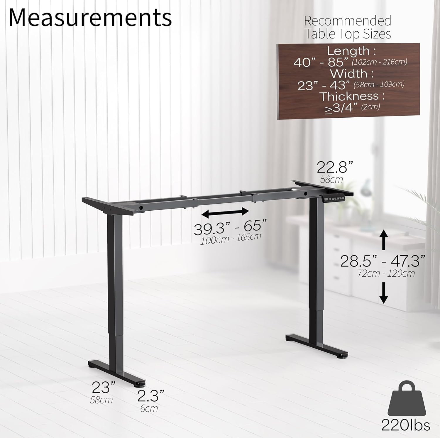 VIVO Electric Sit Stand Desk Frame, Dual Motor Memory Controller Height Adjustment, Frame Only, Black, DESK-E-200B image number 5