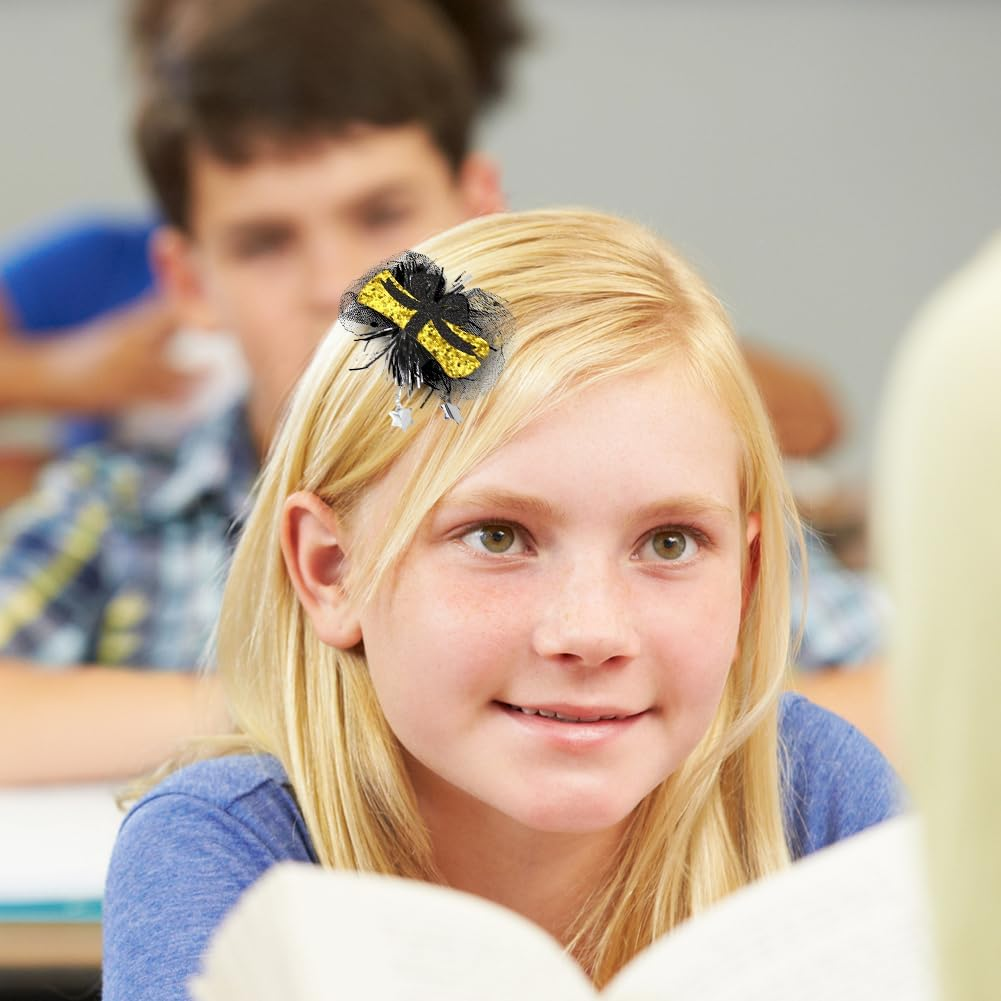 4 Pack Graduation Hair Clips Black with Gold and Silver Hair Accessories Graduation Cap Star Glitter Sequins Hair Clip Crocodile Clip for 2024 Graduation Party Decoration image number 6