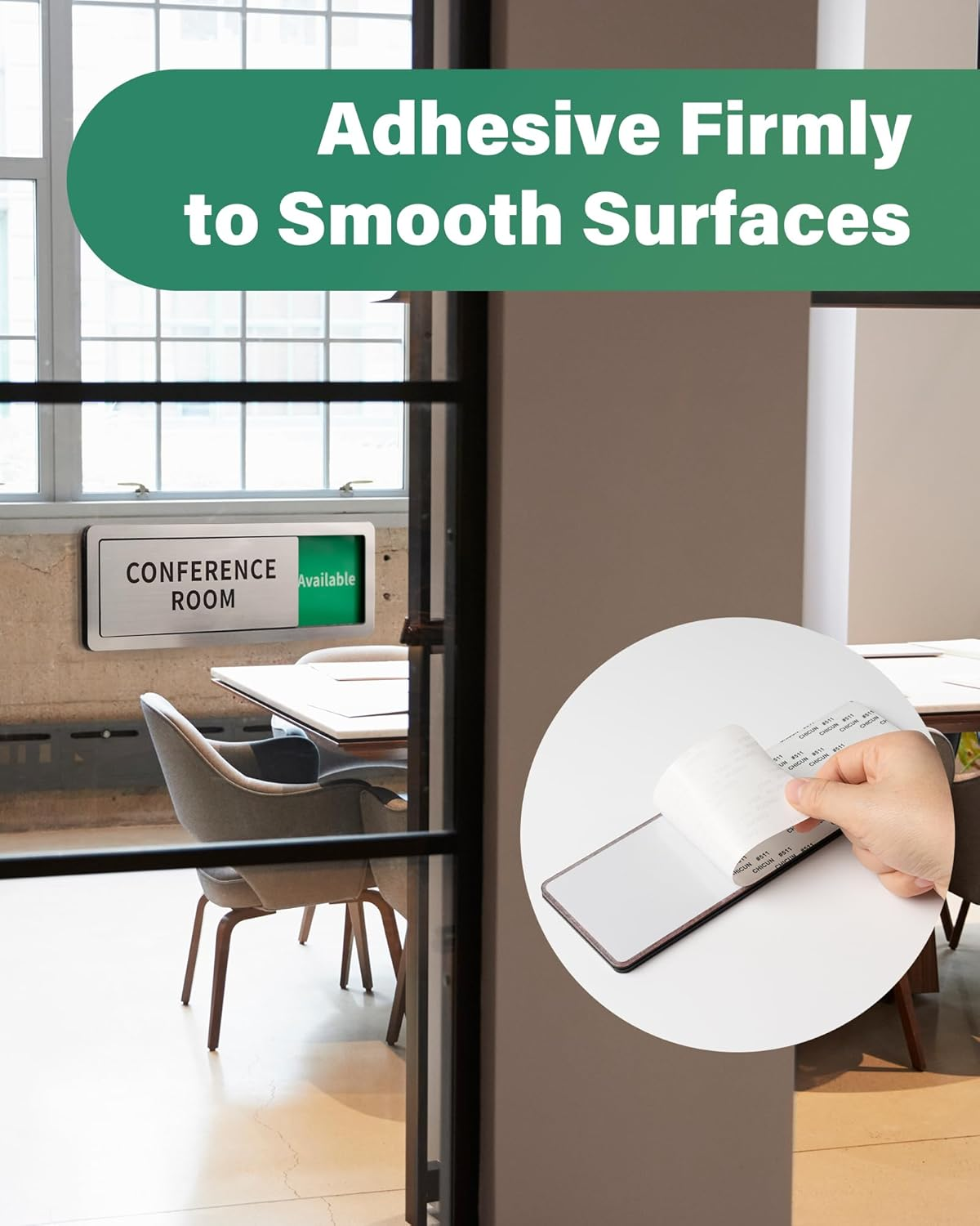 Meeting Room Sliding Door Signs Do Not Disturb, in Use/Available Slider Sign for Home Office Conference Vacant Occupied Privacy Slide Door Sign，Brushed Silver image number 5