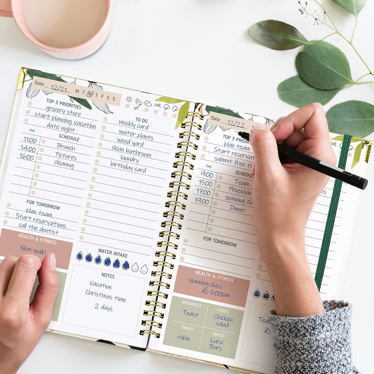 BIROYAL Undated Daily Planner Notebook with to Do List, 120 Pages / 60 Sheets of 148 X 210 Mm Organiser Spiral Pad, Hard Cover Daily Planning Notebook for Office or School