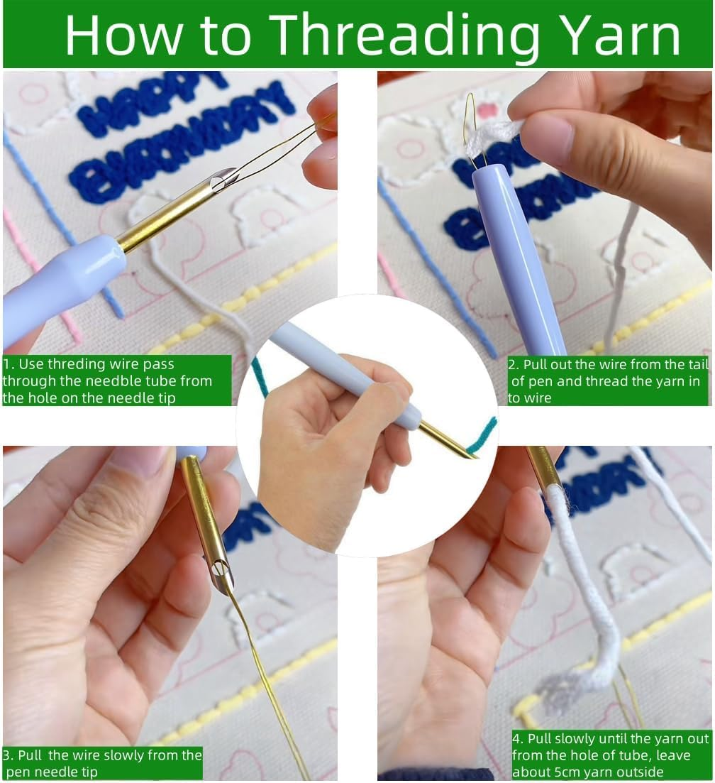 DIY Punch Needle Kits for Beginners Cute Cartoon Koala Portrait with Hoop Embroidery Punch Needle Starter Craft Set Easy for Adults Festival Gift and Decoration 20X20Cm image number 4