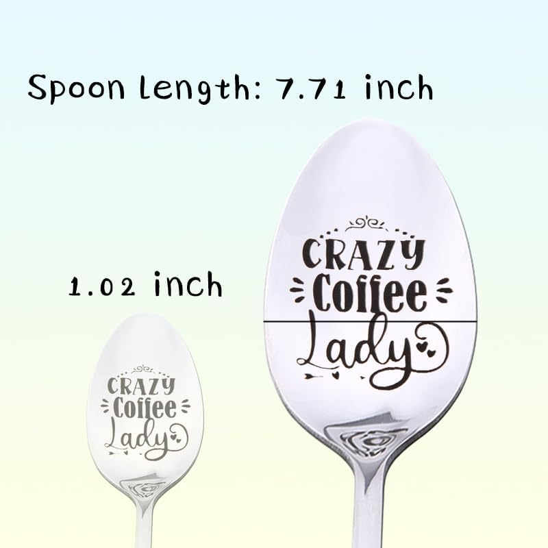 Crazy Coffee Lady Spoon Gifts for Best Friend Christmas Xmas Gifts for Daughter Mom Coffee Lover Gifts for Girlfriend Wife Birthday Gifts for Coffee Lovers Bestie Sister Coffee Spoon for Girls Women image number 6