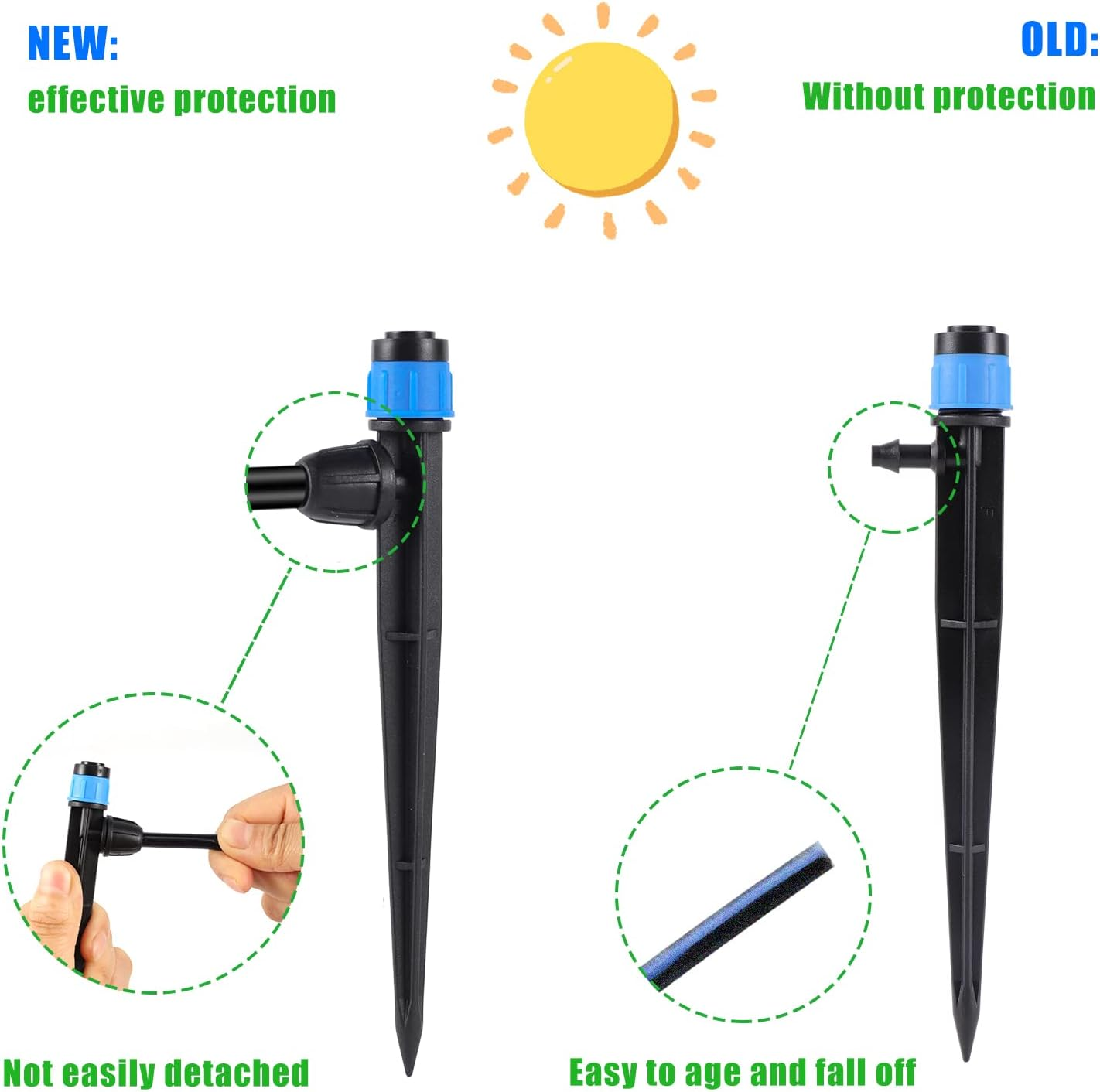 Drip Irrigation Emitters with Adjustable 360 Degree Water Flow Drippers Sprayer for 1/4 Inch Tubing, Garden Drippers Sprayer Perfect for House Garden Watering System. (25Pcs-Blue 360 Degree Sprayer) image number 5