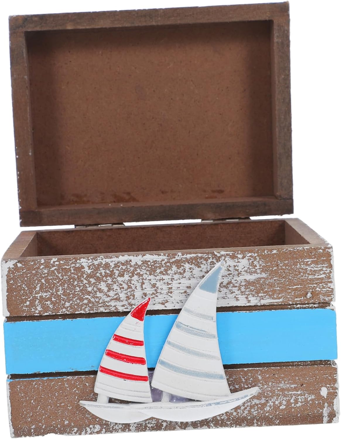 Wooden Treasure Chest - Nautical Decorative Box for Keepsake Storage - Small Wooden Trinket Box for Jewelry and Keepsakes image number 4