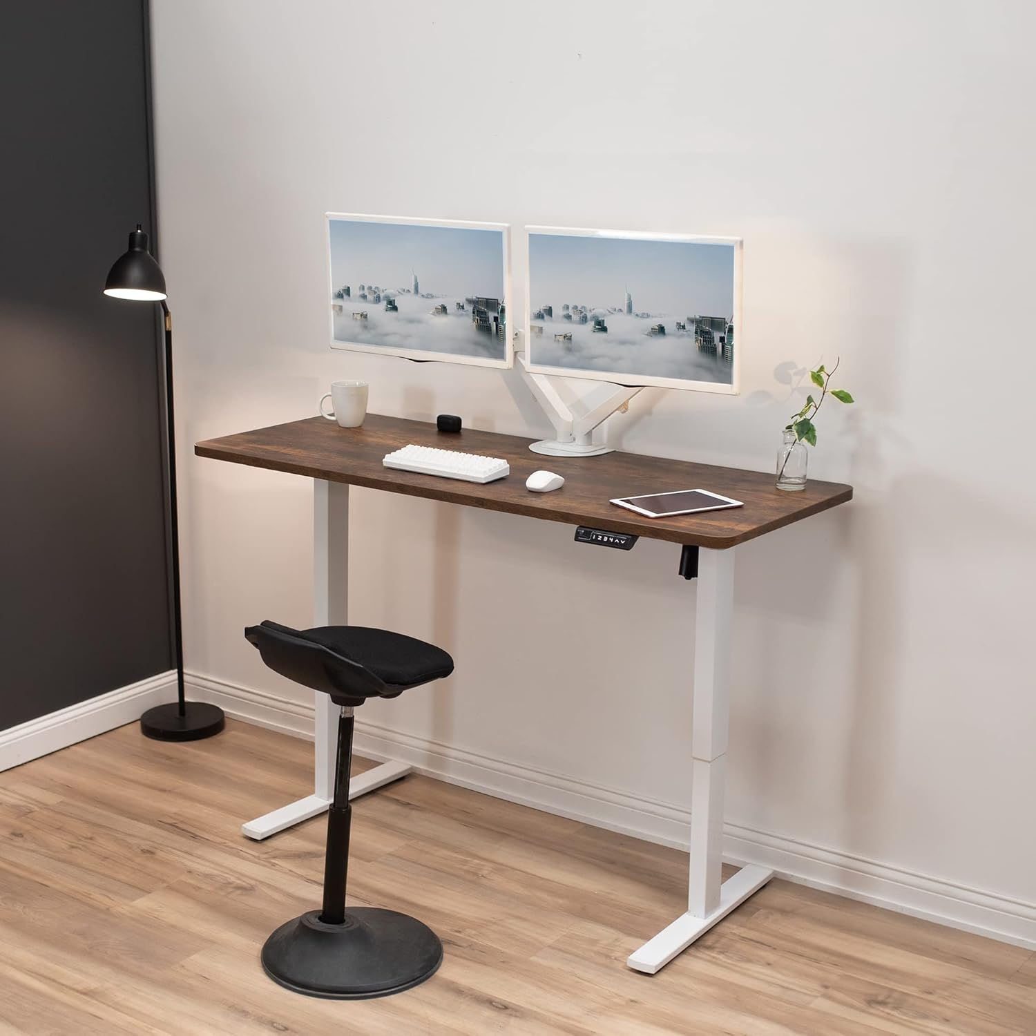 VIVO Steel Reinforcement Bracket Mount Plate for Thin, Glass, and Other Fragile Table Tops, Clamp Compatible with Most Monitor Stand C-Clamp Installations, White, STAND-AC01RW image number 1