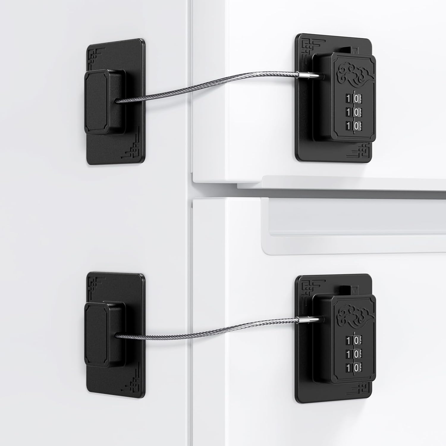 ORIA Refrigerator Lock, 2Pcs Child Proof Fridge Lock, Freezer Door Lock with 3-Digit Code, Child Safety Lock for Door, Drawer, Cabinet, Closet, Window, Easy Install No Keys No Drill Needed image number 4