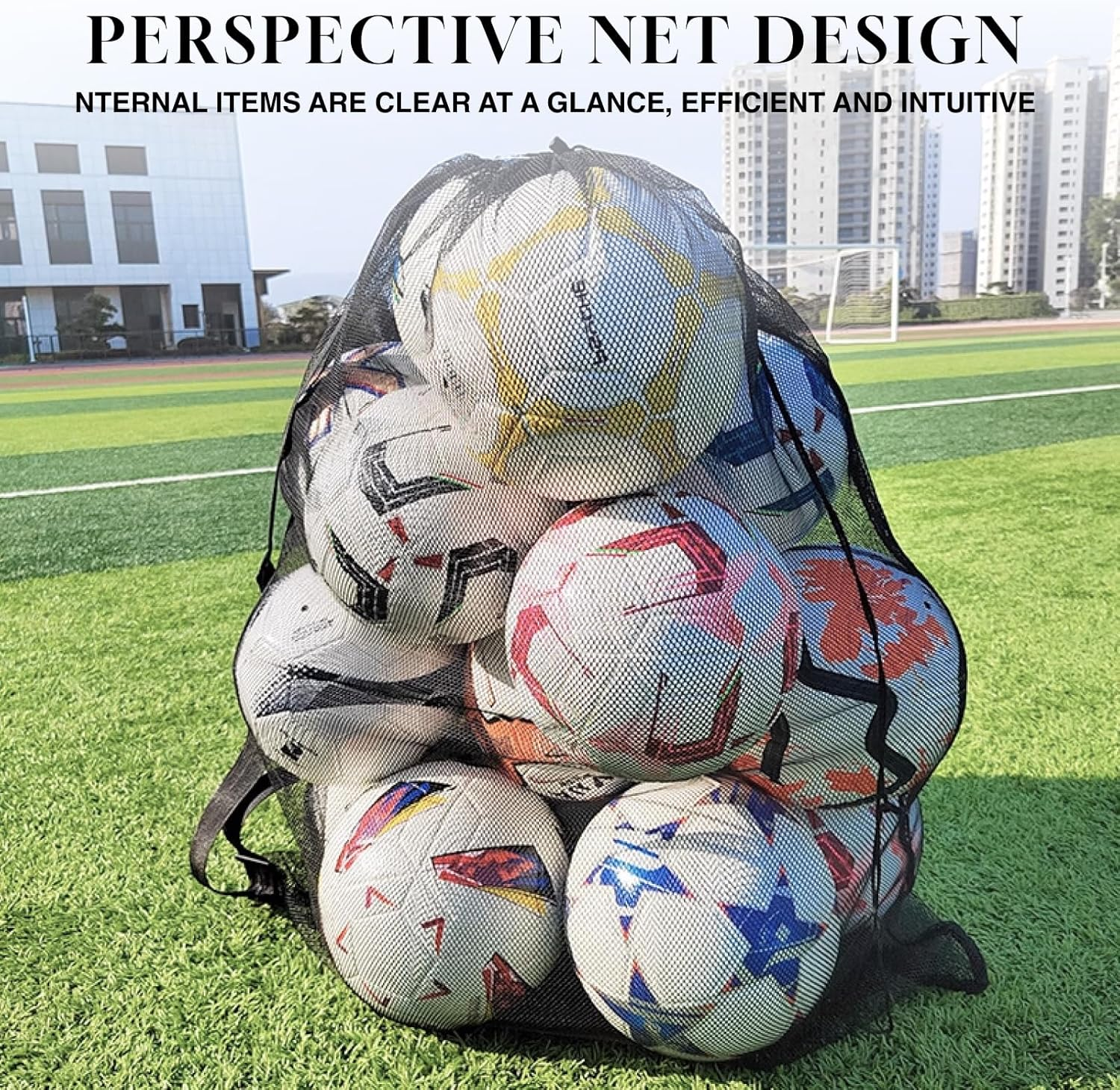 Sports Ball Bag Drawstring Mesh Medium 30X40 Inch Professional Equipment Bag with Shoulder Strap, Black Holds 10+ Soccer/Basketball Balls Ideal for Sports, Beach, Camping, and Events image number 5