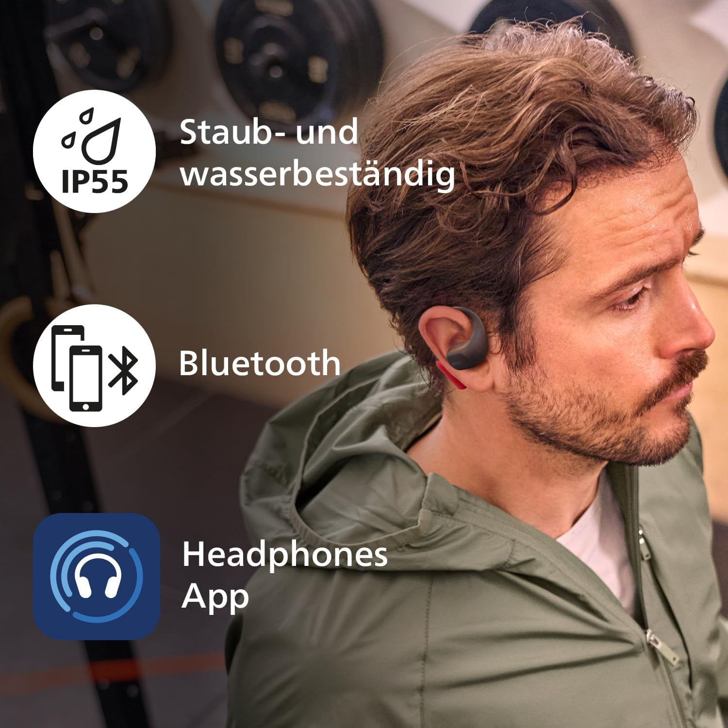 PHILIPS TAA6709 True Wireless Open Ear Sports Bluetooth Headphones - Black image number 2