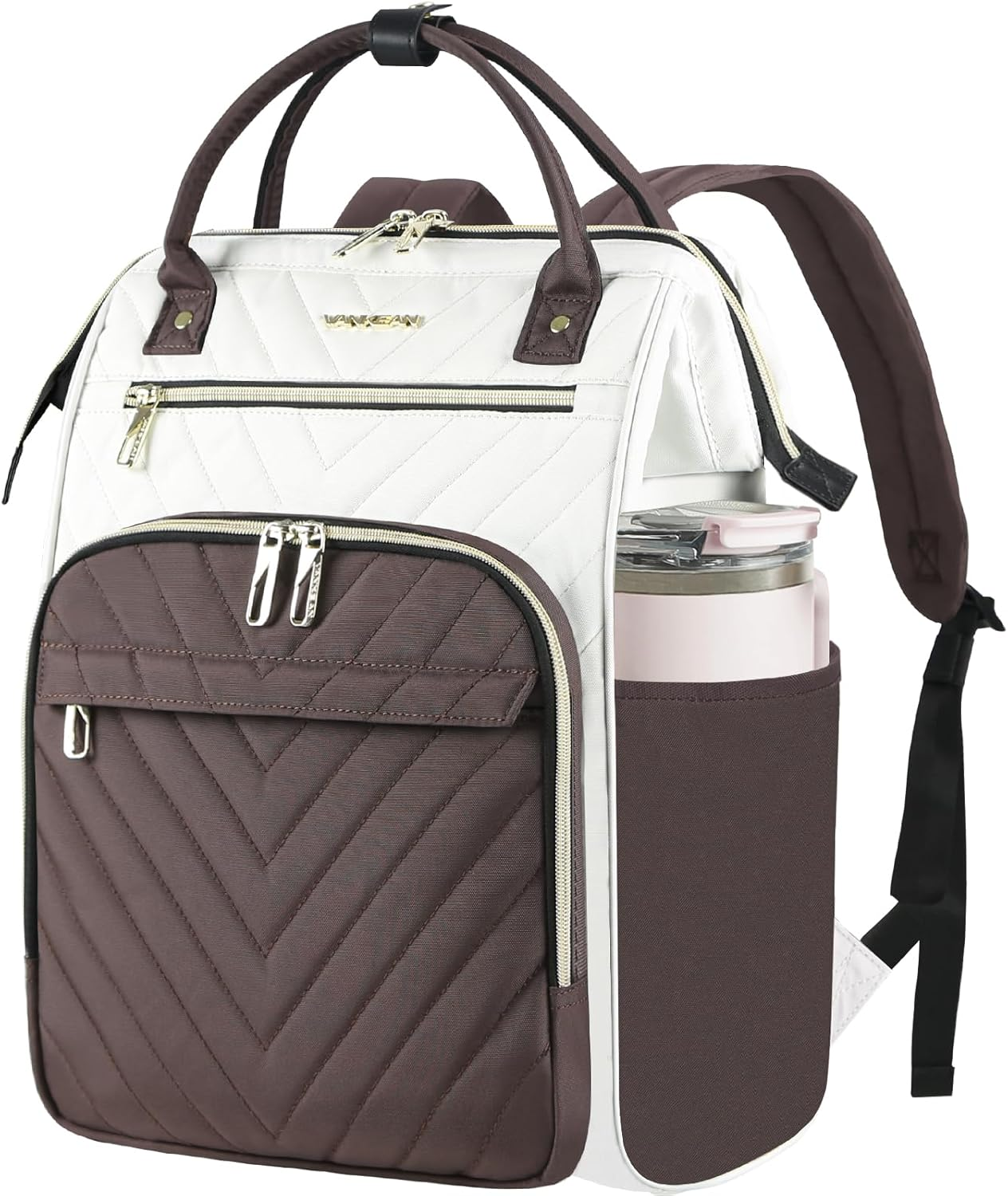 VANKEAN Laptop Backpacks for School, 17 Inch Stylish Computer School Backpack, Doctor Bag Water Repellent College Casual Daypack with USB Port Travel Business Work Bag (Quilted Black)