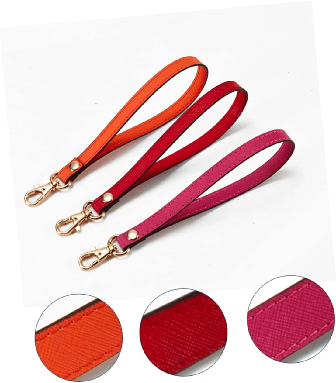 PHENOFICE Leather Wrist Strap Keychain Wristlet for Women, Blue Cross Pattern Genuine Leather Hand Strap with Gold Buckle, Replacement Purse Accessory for Clutch and Wallet Use image number 3