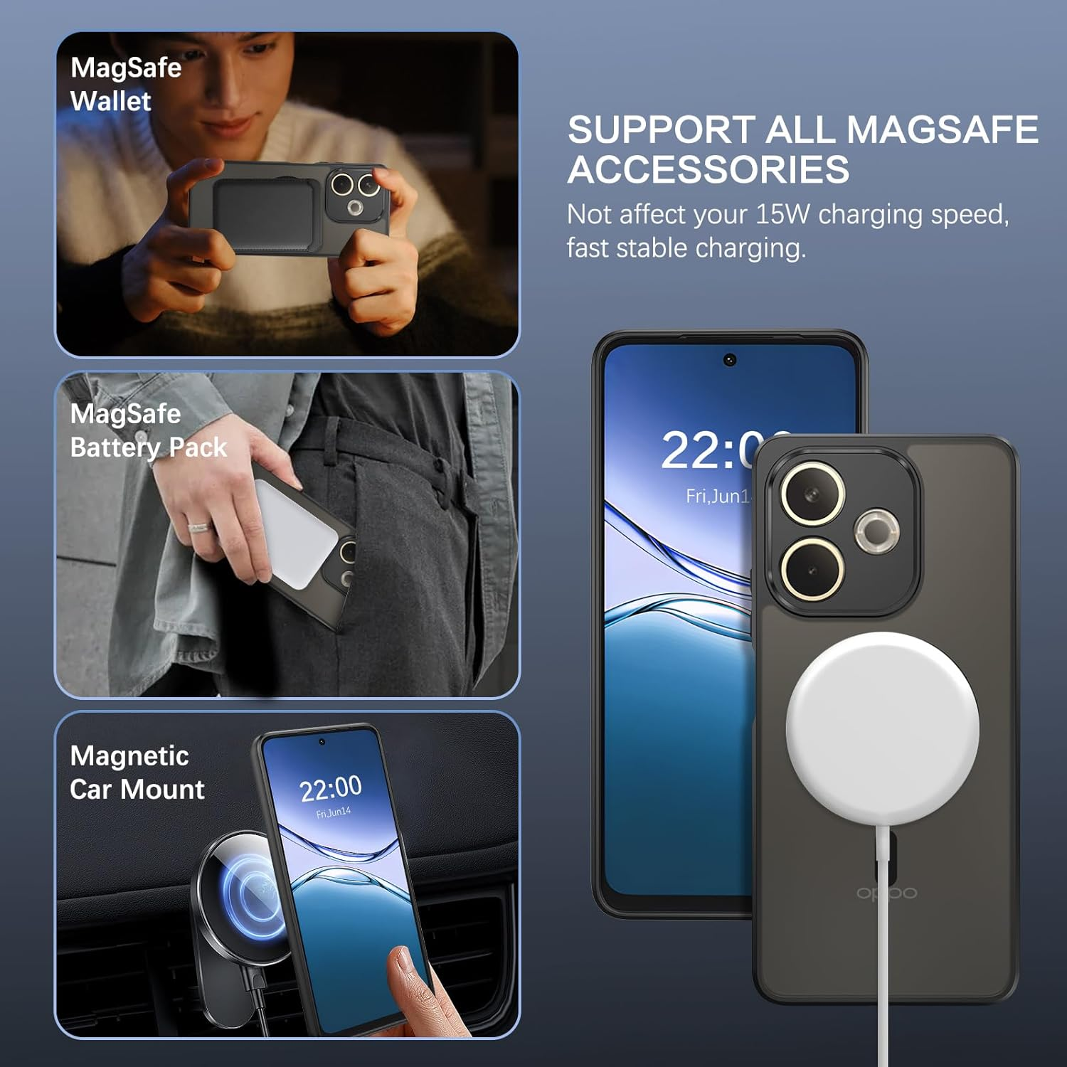 DOMAVER for Oppo A5 Pro Case Magnetic Translucent Matte Back Phone Case, [Camera Protection] Skin-Friendly Touch Slim Shockproof Full-Body Protective Cover for Oppo A5 Pro 5G 6.67 Inch, Black image number 5