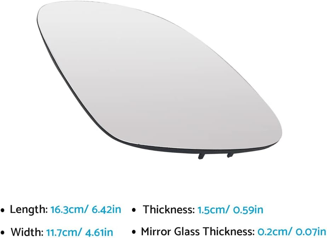 MAX COOL Left Passenger Side Mirror Glass with Heated Back Plate Compatible with VW Golf MK5 2004-2008