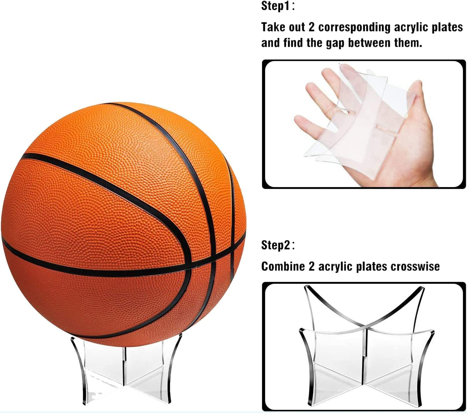 2Pcs Acrylic Ball Stand Holder - Clear Display for Basketball, Football, Soccer - Transparent Stand for Sports Balls image number 5