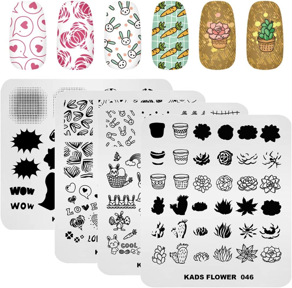 KADS 20Pcs Nail Stamp Plates Set - Leaves, Flowers, Animal Nail Art Templates (20 Pcs) image number 6